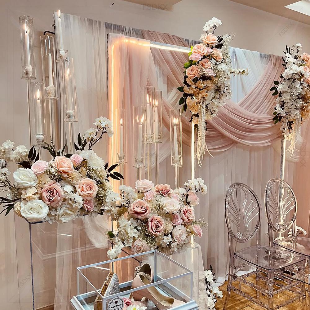 Home Decor Luxury - ผ้าม่านฉากหลังสีขาวสั่งตัดตามขนาดสำหรับงานแต่งงาน ขายส่งระดับหรู