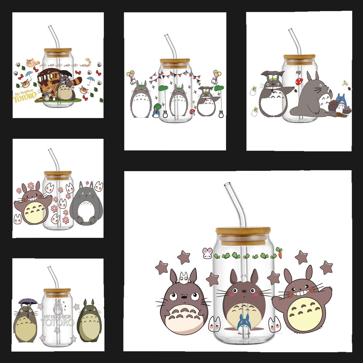 Home Decor Sticker - สติกเกอร์ลายตัวการ์ตูนอนิเมะญี่ปุ่นน่ารัก ลายเทพป่า สไตล์อนิเมะ ลอกออกง่าย สำหรับตกแต่งแก้วน้ำ งานปาร์ตี้ที่บ้าน