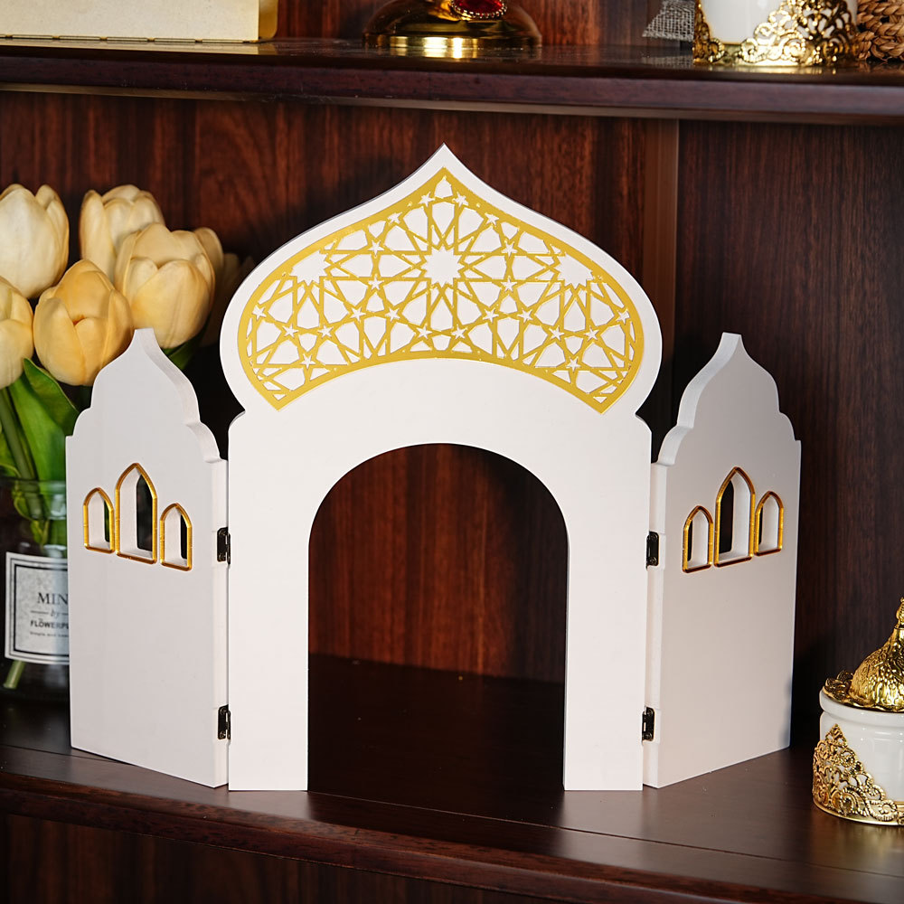 Home Decor Luxury - อะคริลิคตกแต่งมัสยิดอัคซา - ซุ้มฮัจญ์ ของตกแต่งหรูหราสไตล์อิสลามสำหรับตั้งโต๊ะ สำหรับเทศกาลอิสลาม ปฏิทิน