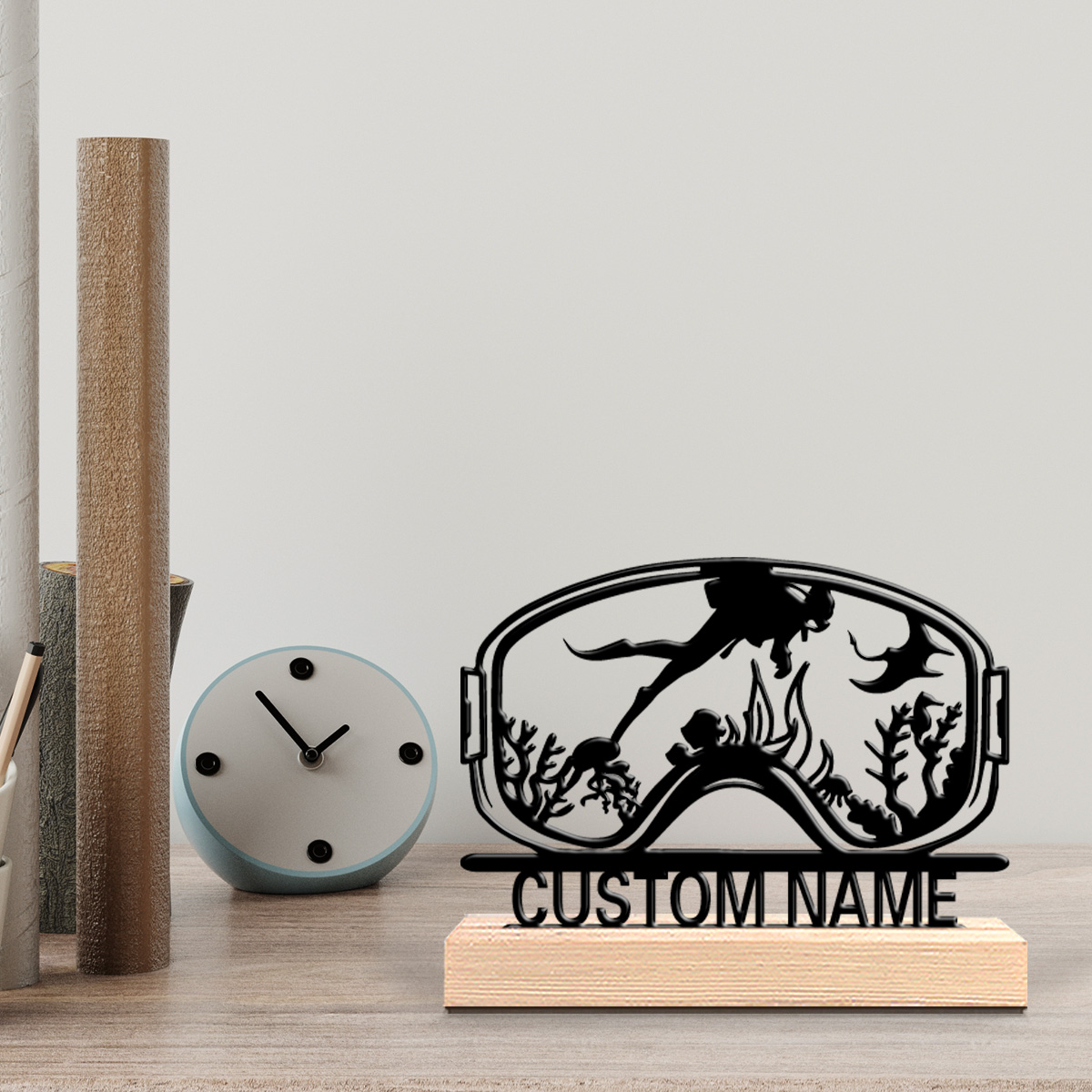 Home Decor Xmas - ของตกแต่งผนังฐานไม้ลายดำน้ำแบบน่ารัก 1 ชิ้น ตกแต่งบ้านสไตล์โมเดิร์นรัสติก เหมาะสำหรับห้องครัว ห้องรับประทานอาหาร