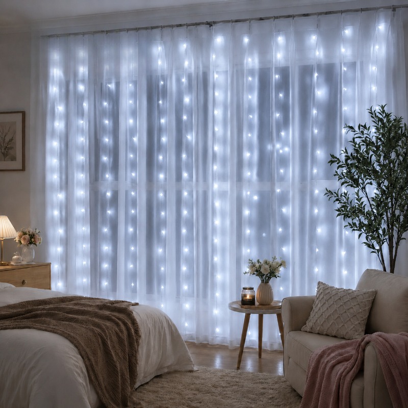Fairy Lights Bedroom - ไฟประดับม่าน LED ความยาว 3/4/6 เมตร พร้อมรีโมทคอนโทรล