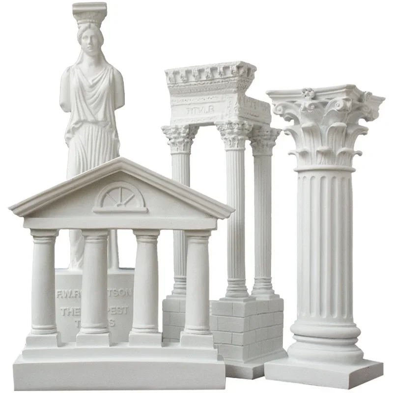Home Decor Modern Organic - 1Pc สถาปัตยกรรมชุดคอลัมน์โรมันภาษากรีกวัดอาคารตกแต่งยุโรปตกแต่งพลาสเตอร์เสาประติมากรรมเรซิ่น