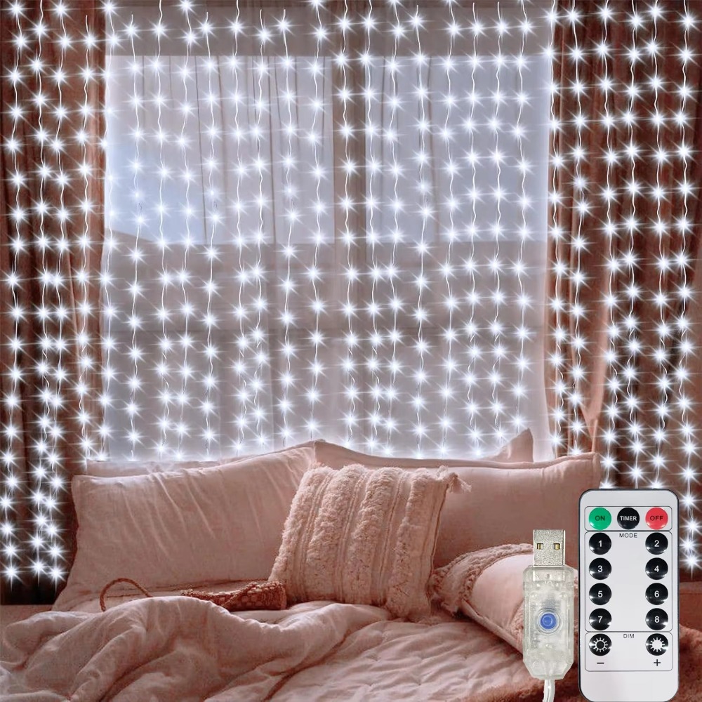 Fairy Lights Bedroom - ไฟ LED ประดับม่าน ไฟประดับตกแต่งแบบสาย USB พร้อมรีโมทคอนโทรล