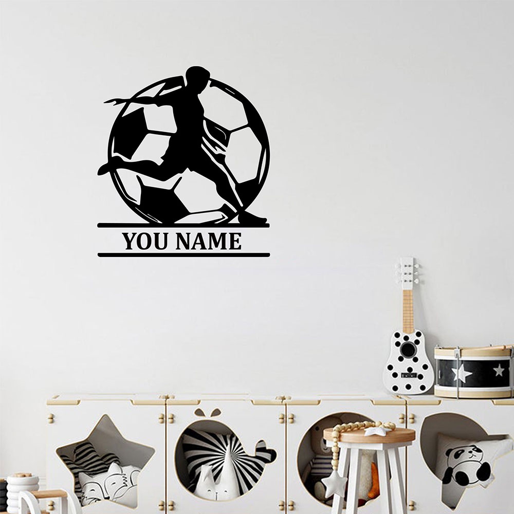 Home Decor Sticker - 1 ชิ้น แฟชั่นฟุตบอล ข้อความที่กำหนดเอง ของตกแต่งบ้าน สติ๊กเกอร์พีวีซี