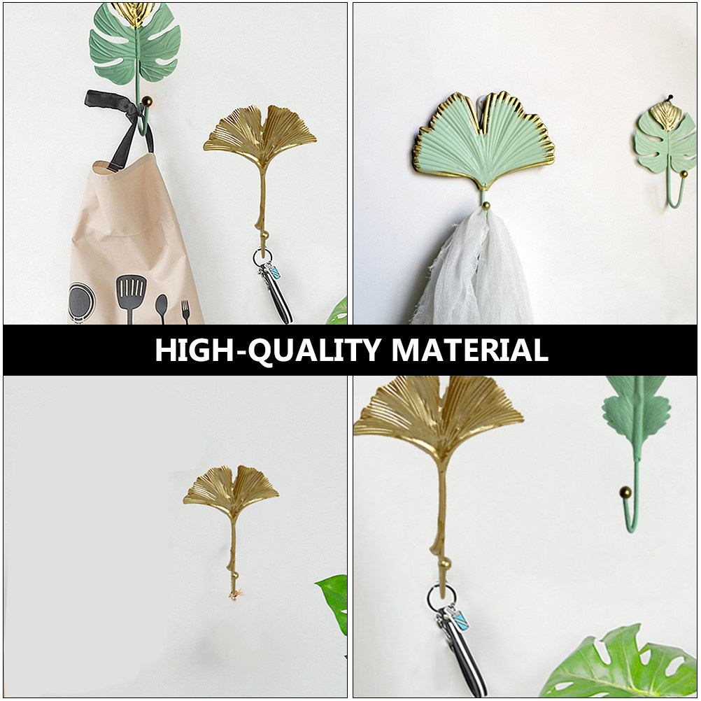 Home Decor Luxury - ตะขอแขวนผนังรูปใบไม้ขนาดเล็ก 3 ชิ้น สไตล์หรูหราสำหรับตกแต่งห้องนอน ห้องน้ำ และสำนักงาน