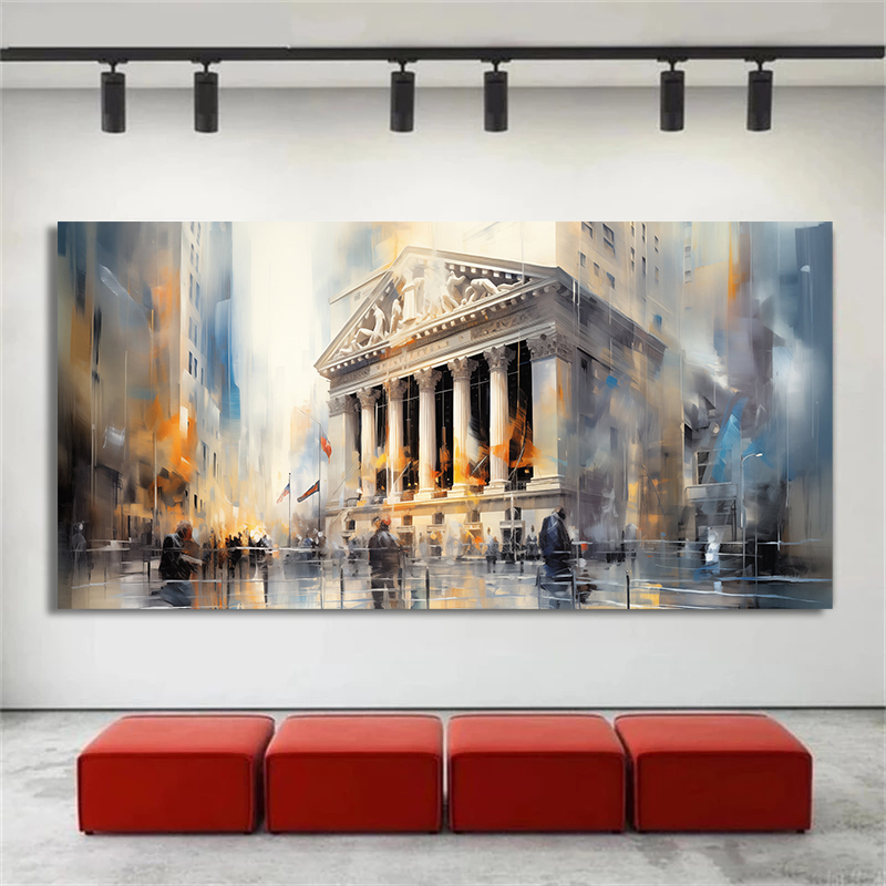 ภาพพิมพ์บนผ้าใบลายกราฟิกตลาดหุ - Home Decor Exchange บทวิจารณ์และราคา