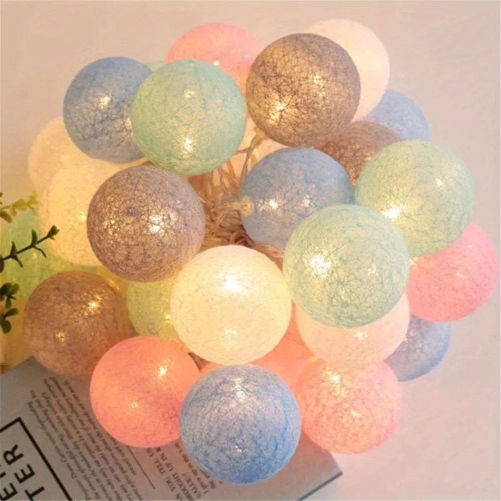 ฮาโลวีนผ้าฝ้าย Garland Balls ไ - Fairy Lights Bedroom บทวิจารณ์และราคา
