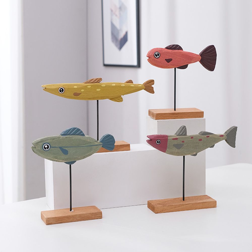 รูปปั้นปลาสไตล์ทำจากไม้ที่มีสี - Home Decor Modern Organic บทวิจารณ์และราคา