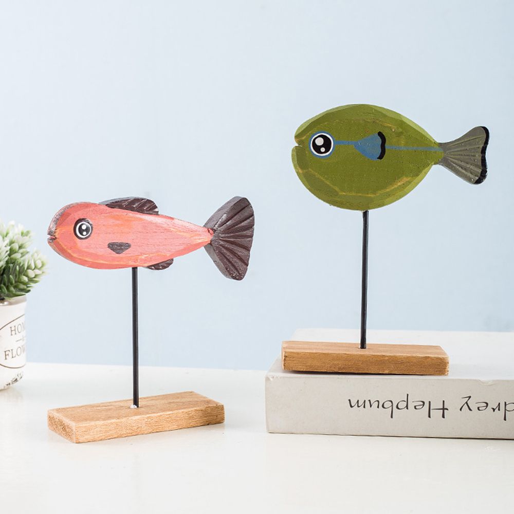 รูปปั้นปลาสไตล์ทำจากไม้ที่มีสี - Home Decor Modern Organic บทวิจารณ์และราคา