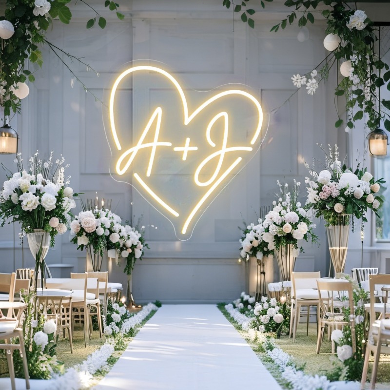 CUSTOM Initials หัวใจ LED Neon - Home Decor Xmas บทวิจารณ์และราคา