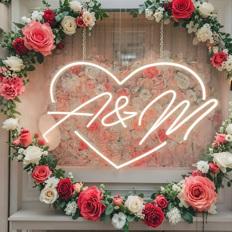 CUSTOM Initials หัวใจ LED Neon - Home Decor Xmas บทวิจารณ์และราคา