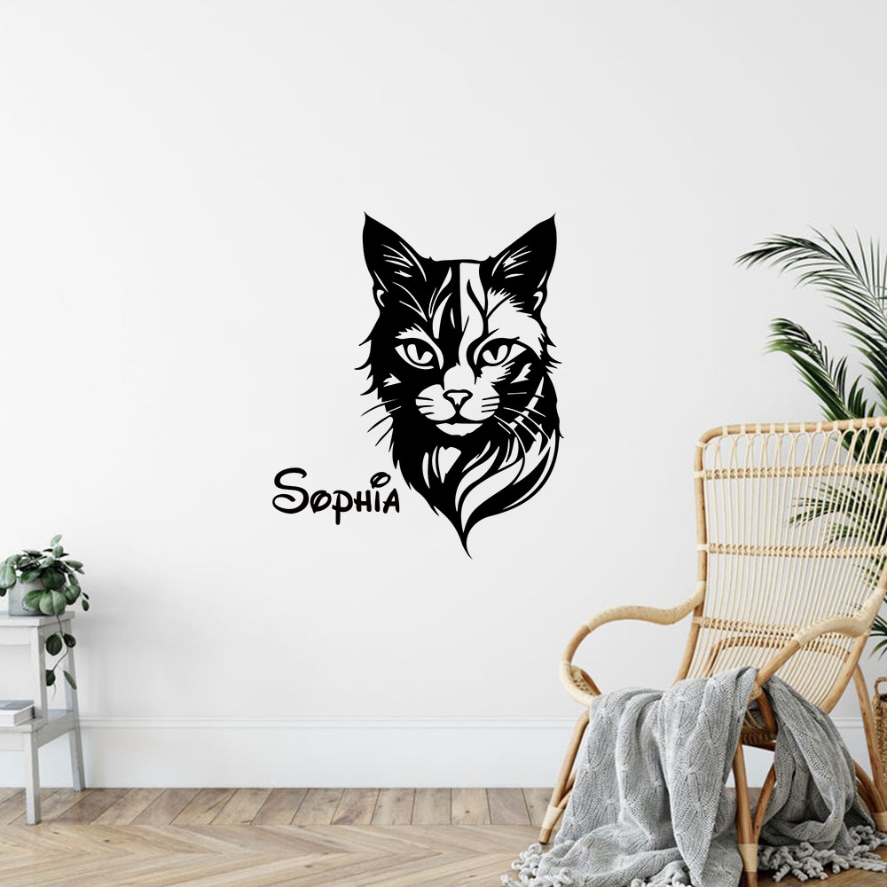 1PC แมวน่ารัก ปรับแต่งชื่อได้  - Home Decor Sticker บทวิจารณ์และราคา