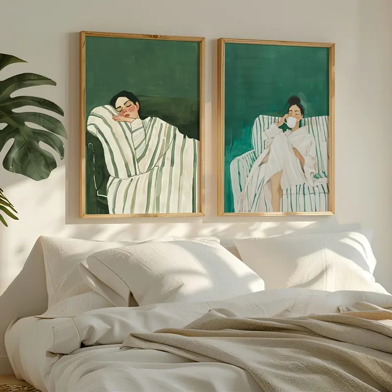 2 ชิ้น/ชุด ภาพวาดนามธรรม ลายเส - Home Decor Green บทวิจารณ์และราคา