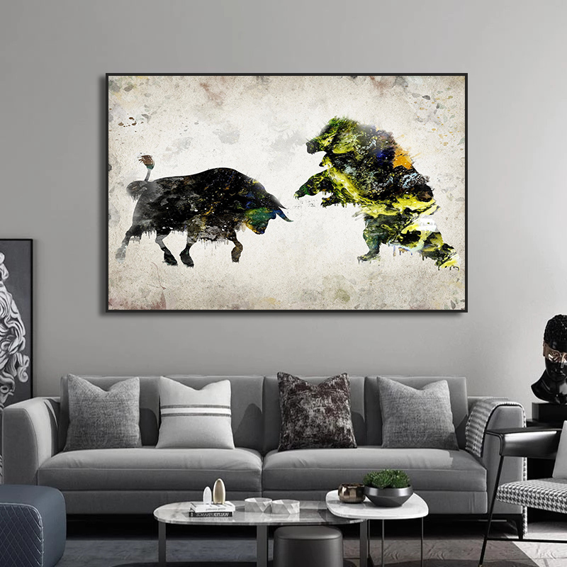 ศิลปะบนผนังหมากรุกรูปวัวและหมี - Home Decor Exchange บทวิจารณ์และราคา